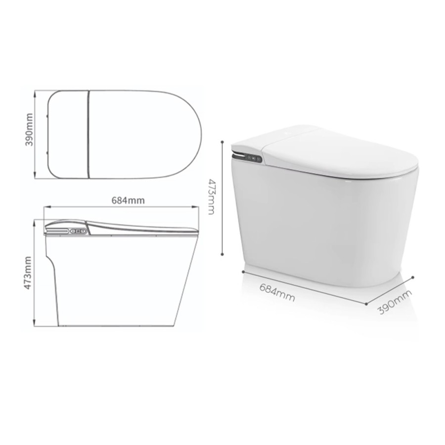 Toilettes intelligentes - A715 BLANC & GRIS (avec réservoir)