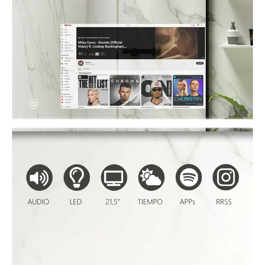 Espejo inteligente T120 con pantalla táctil HD | VOGO