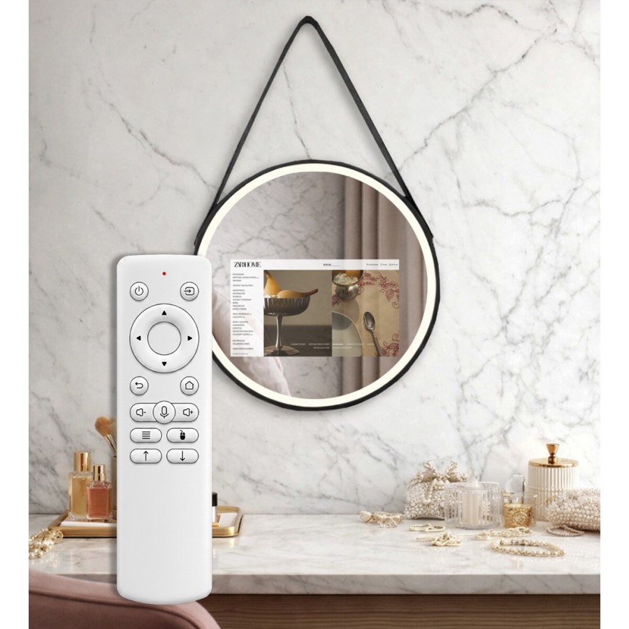 Espejo Inteligente Redondo con Pantalla HD y Cordon de Cuero – T50