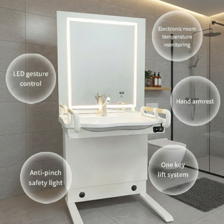 Lavamanos Elevador Eléctrico Adaptable | Baño Accesible LiftAdapt