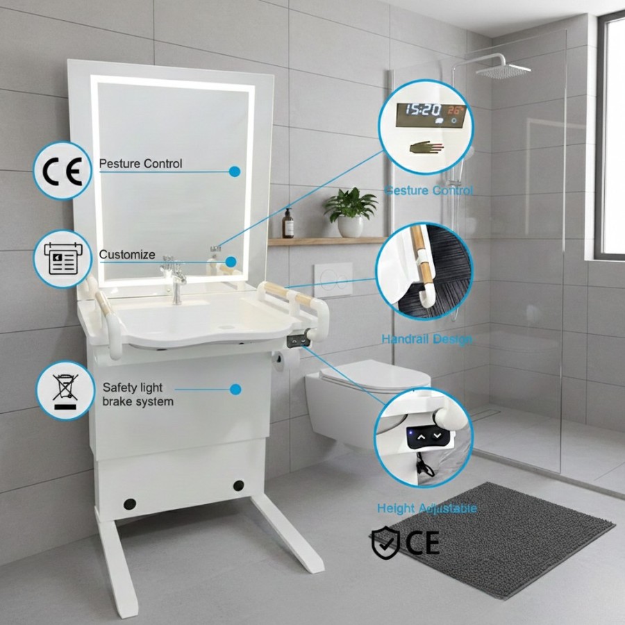 Customizable electric lifting sinks | Accessible bathroom LIFTOPT