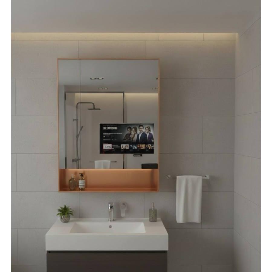 Smart bathroom mirror wardrobe | Mirror with storage and LED