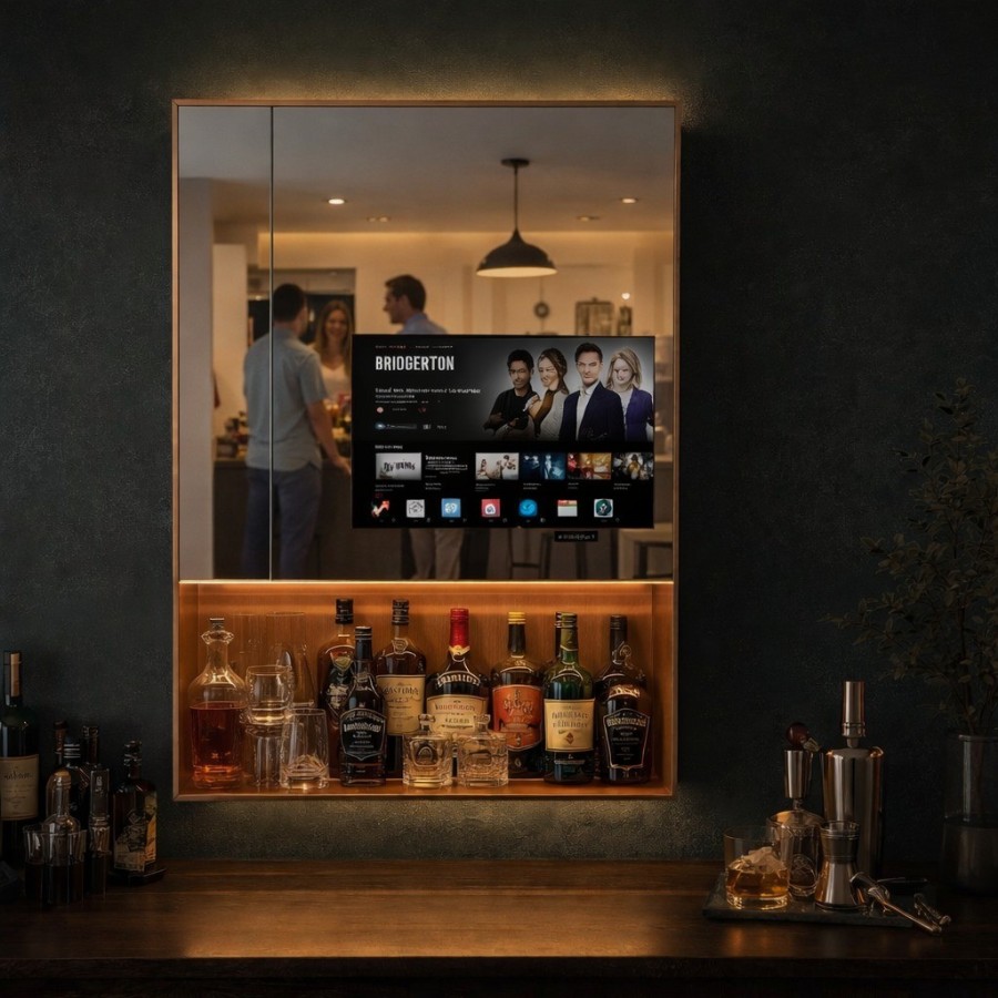 Smart bathroom mirror wardrobe | Mirror with storage and LED