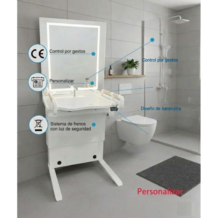 Lavamanos Elevador Eléctrico Adaptable | Baño Accesible LiftAdapt