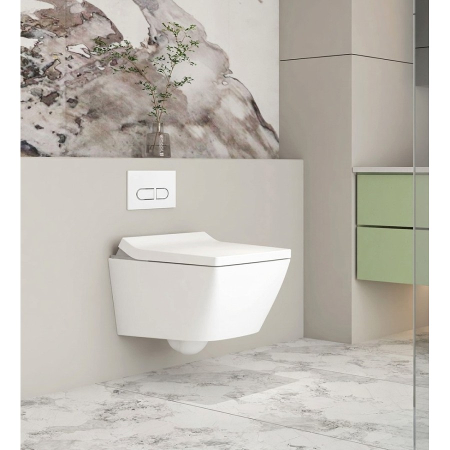 Suspended toilet W150 rectangular white - Vogo Spain