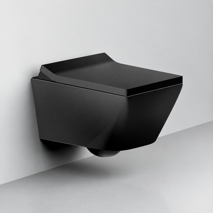 W260 Toilette rectangulaire suspendue noire