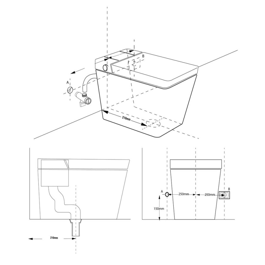 Intelligent toilet - A205 (With Tank)