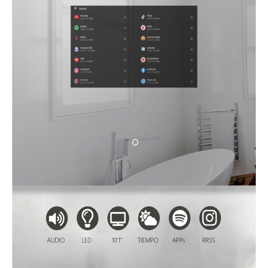 Espejo Retroiluminado con Pantalla Digital - VR1280