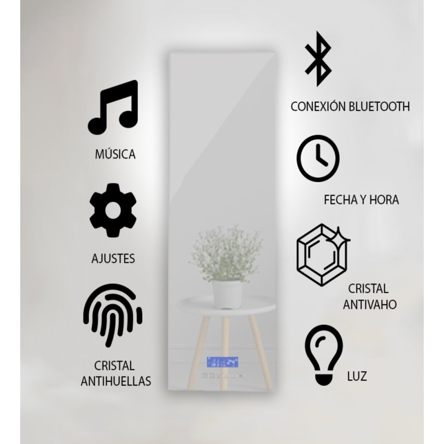 Espejo digital vertical K15050 con LED y Bluetooth | VOGO