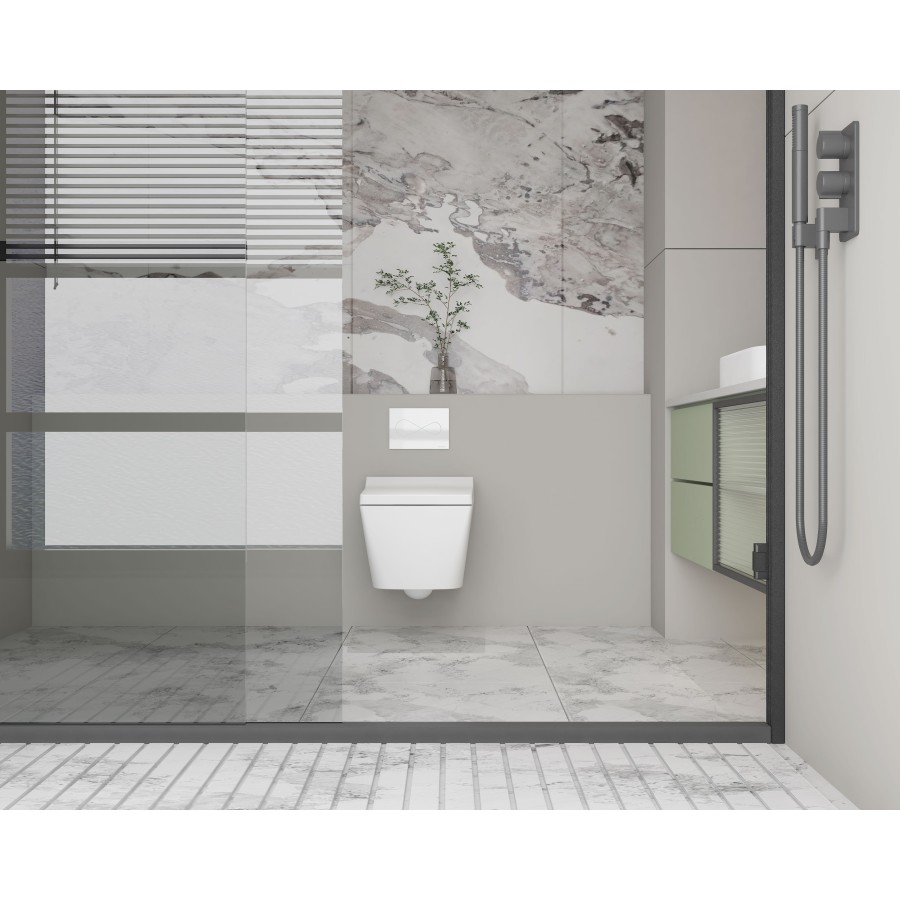 Suspended toilet W150 rectangular white - Vogo Spain