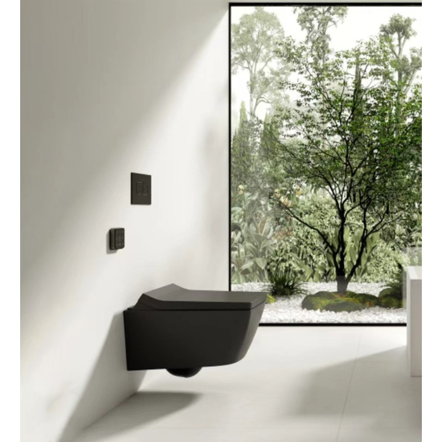 W260  Black rectangular wall hung toilet