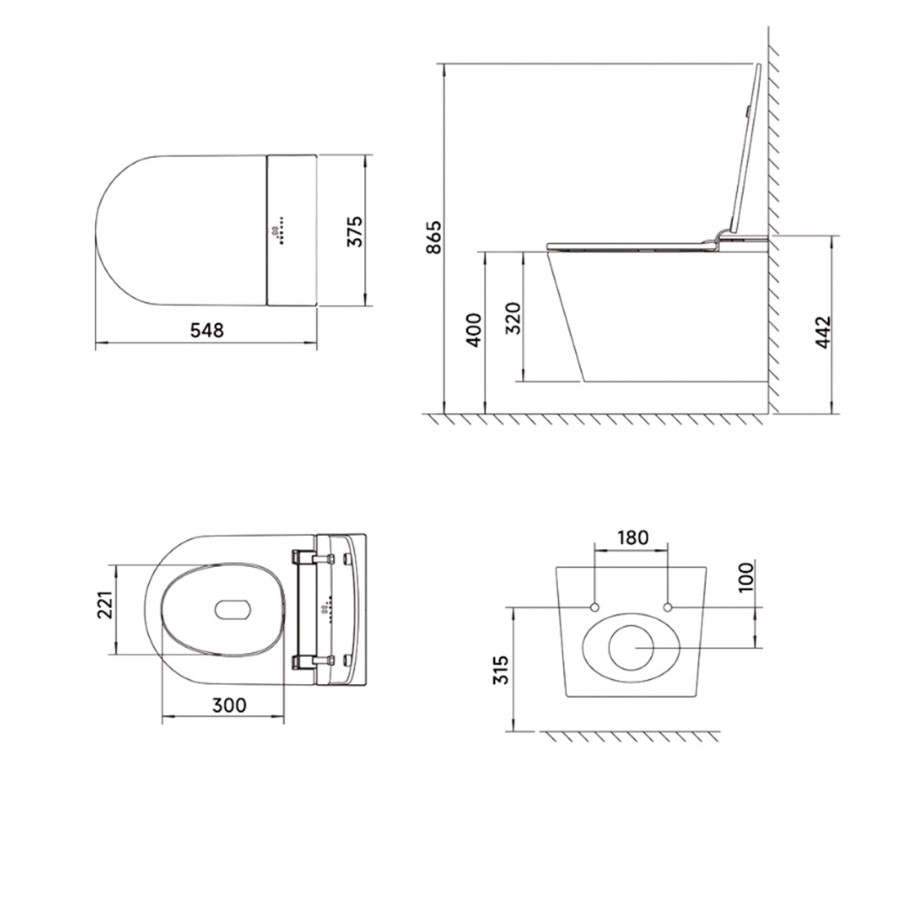 Sanita inteligente - W280 suspensa na parede em cinzento/branco